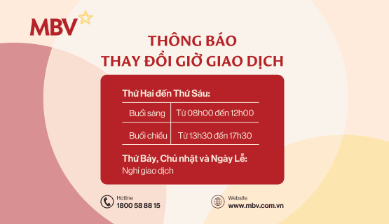 THÔNG BÁO THAY ĐỔI THỜI GIAN GIAO DỊCH