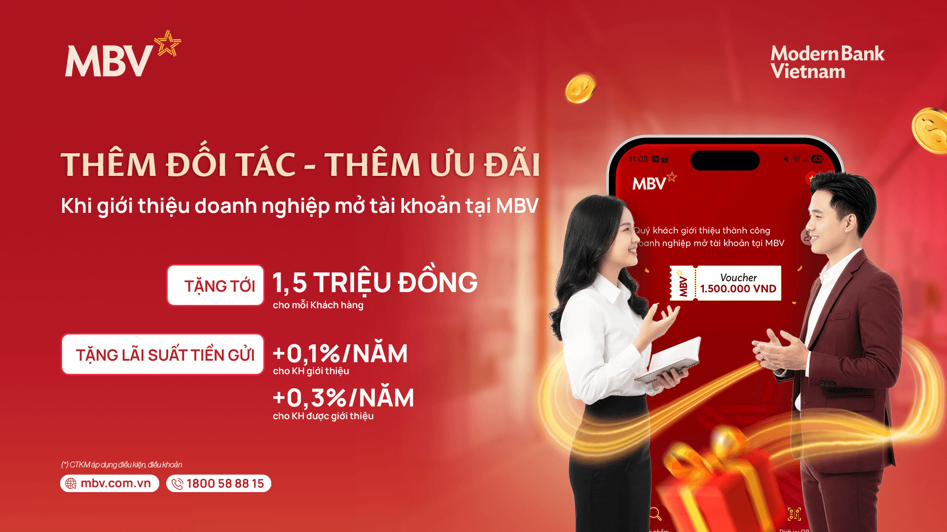 Nhận thưởng không giới hạn khi giới thiệu doanh nghiệp mới mở tài khoản tại MBV