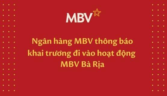 Thông báo về việc thay đổi địa điểm và khai trương MBV Bà Rịa