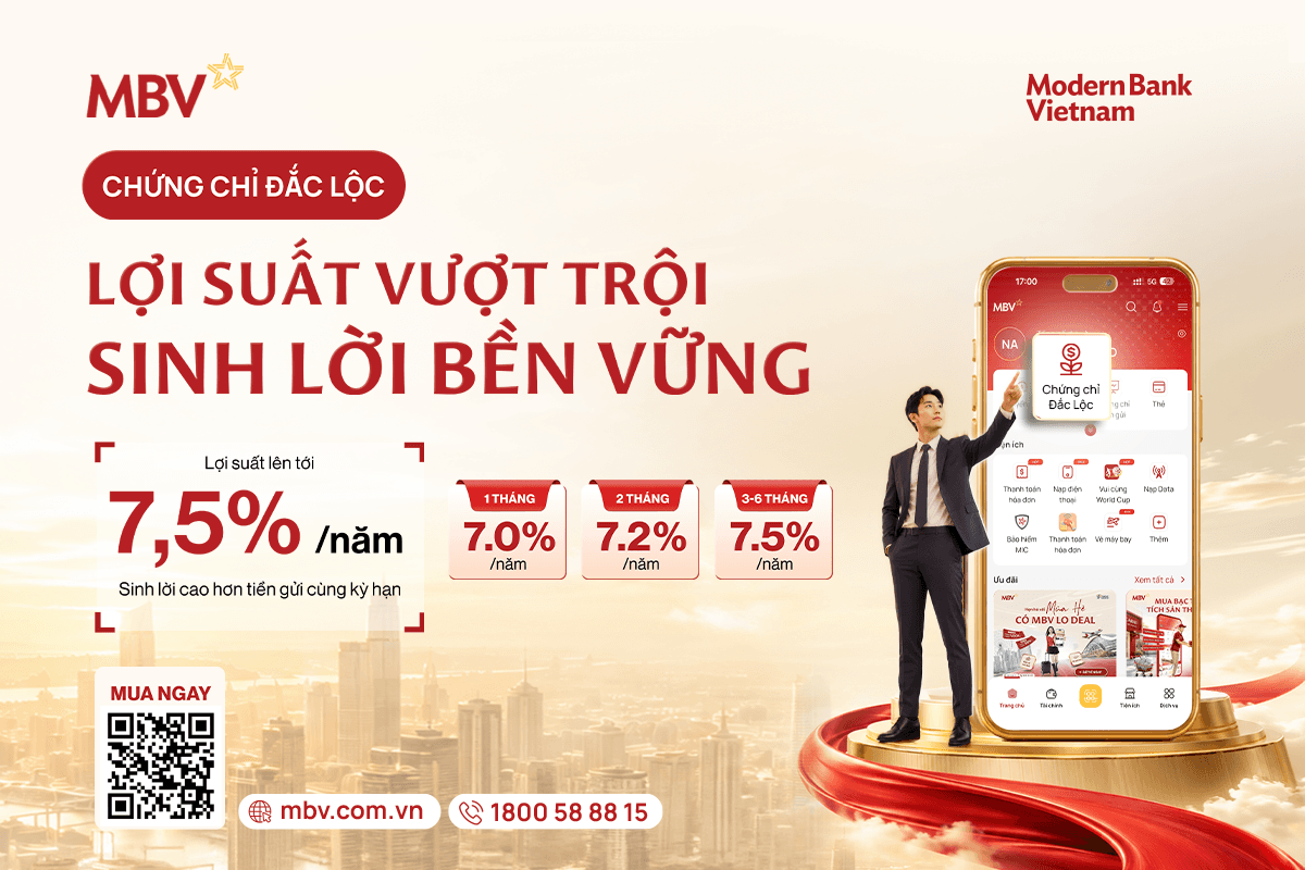 CHỨNG CHỈ ĐẮC LỘC - GIẢI PHÁP ĐẦU TƯ LINH HOẠT, TỐI ƯU GIÁ TRỊ TRÊN APP MBV BANK