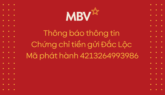 Thông tin Chứng chỉ tiền gửi Đắc Lộc - Mã phát hành 4213264993986